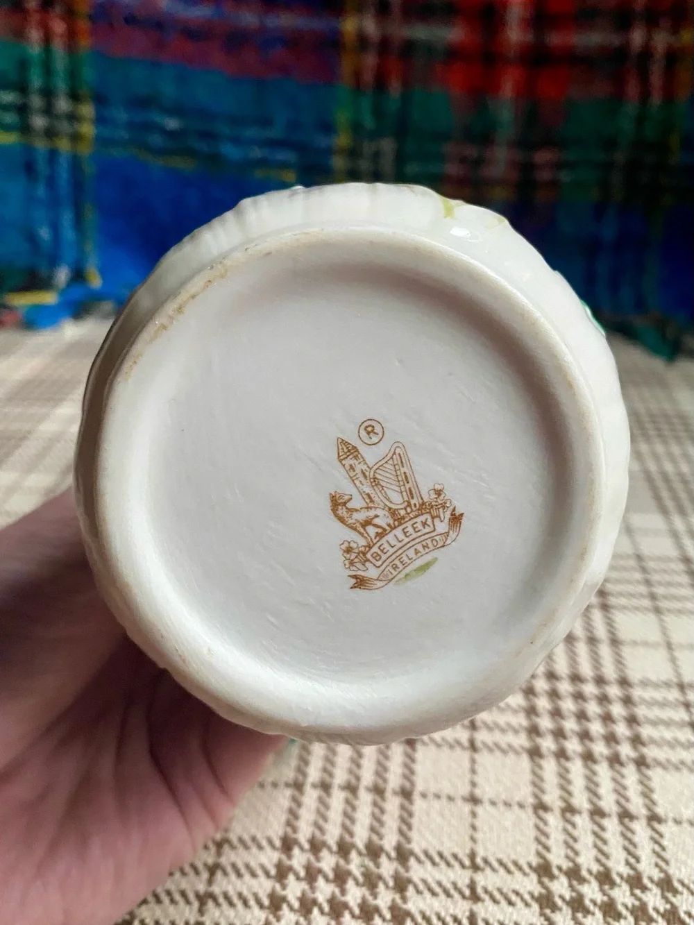 Belleek White Ceramic Clover Accent Vase - Elegant Home Accent